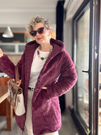 Ping İthal Çift Taraflı Anorak Peluş Uzun Mont Bordo