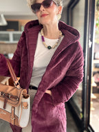 Ping İthal Çift Taraflı Anorak Peluş Uzun Mont Bordo
