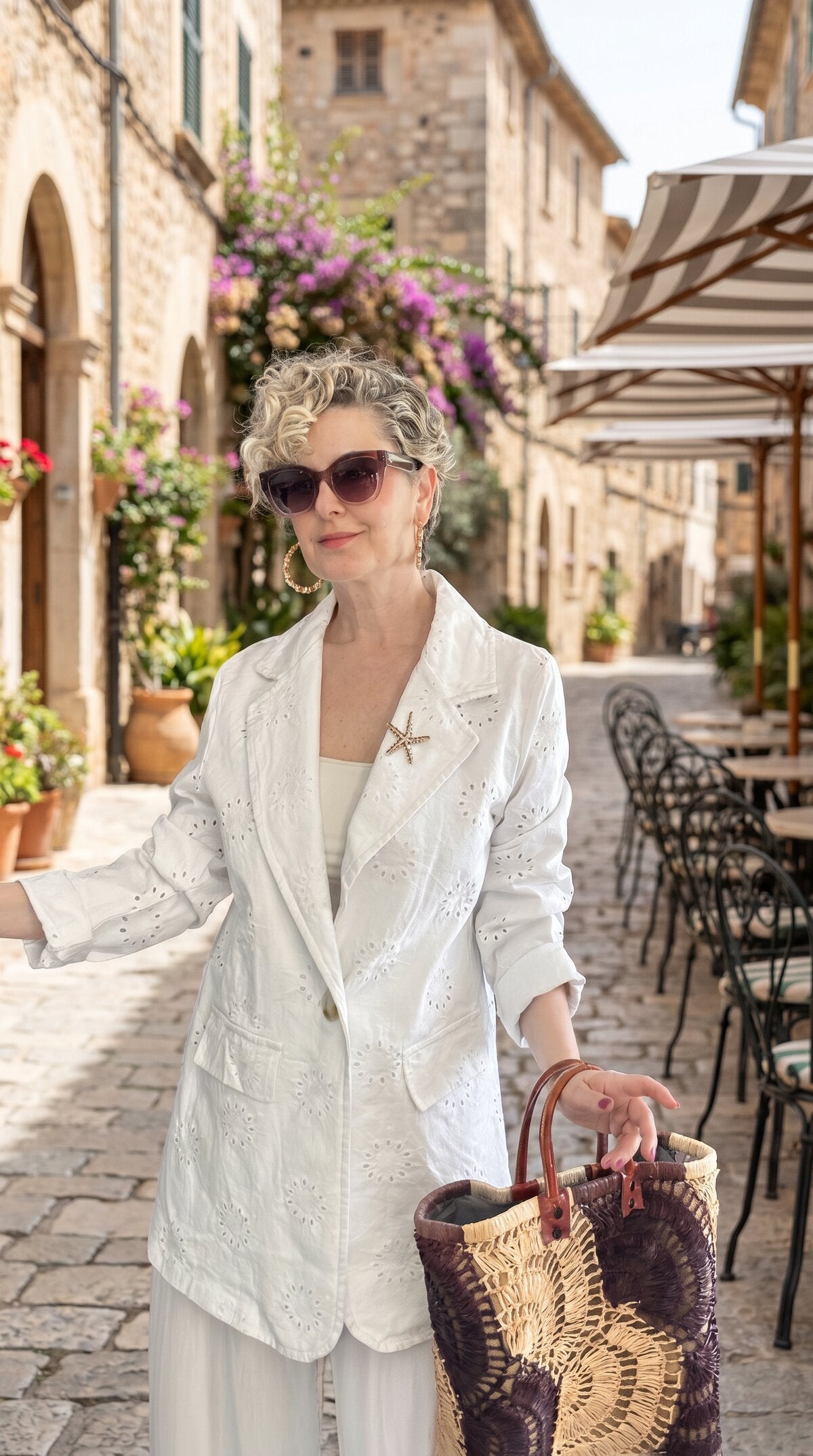 Primma | Fisto Nakışlı & Yıldız Broşlu Pamuk Blazer Beyaz