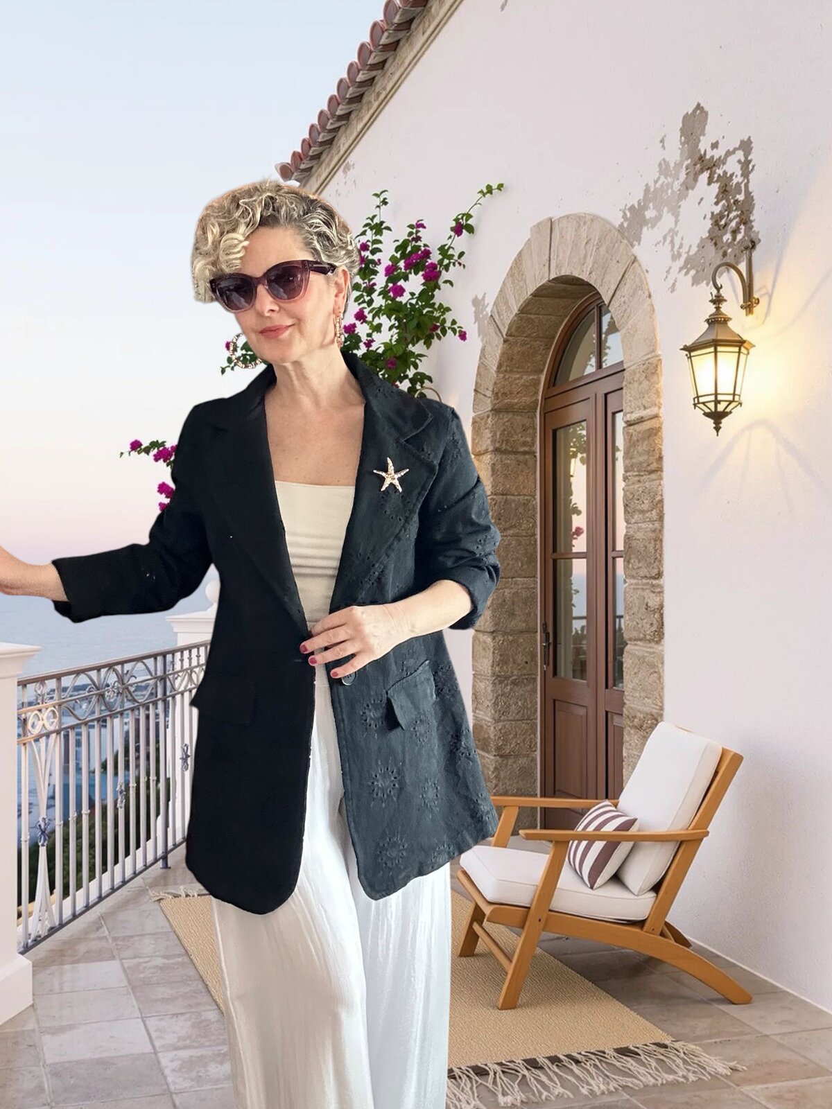 Primma | Fisto Nakışlı & Yıldız Broşlu Pamuk Blazer Siyah