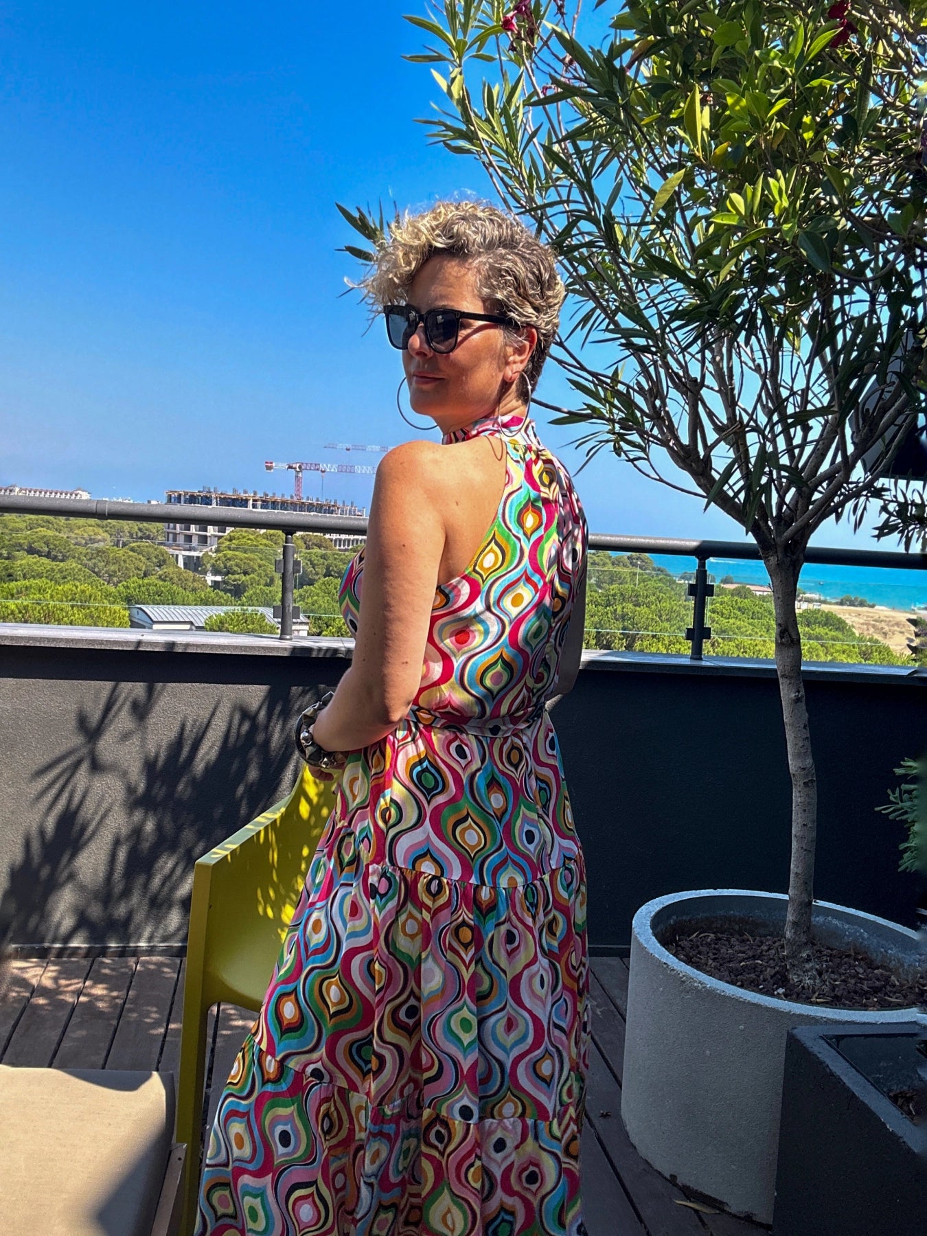 Rita Renkli Desenli Halter Elbise