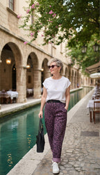 Senly İtalyan Leopar Kemerli Pantolon Bordo