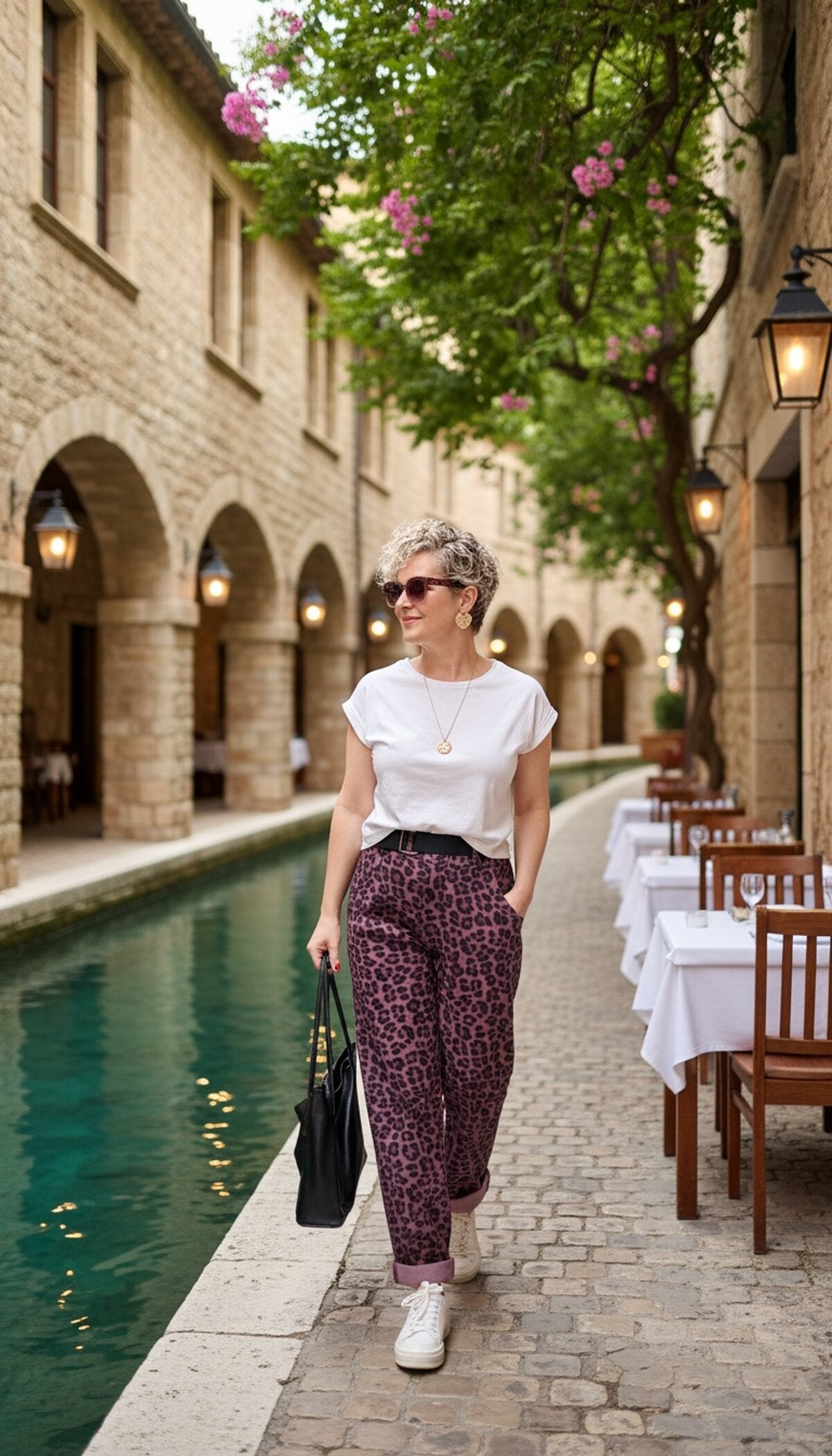 Senly İtalyan Leopar Kemerli Pantolon Bordo