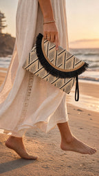 Sienna Püskül Hasır Çanta