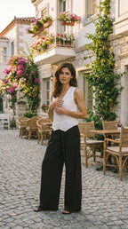 Terra %100 Linen Tasarım Düğmeli Yelek Beyaz