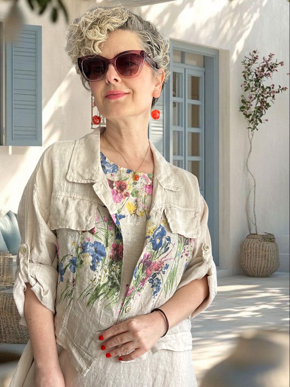 Venno | İthal %100 Linen Ceket & Kolsuz Elbise Takımı Bej