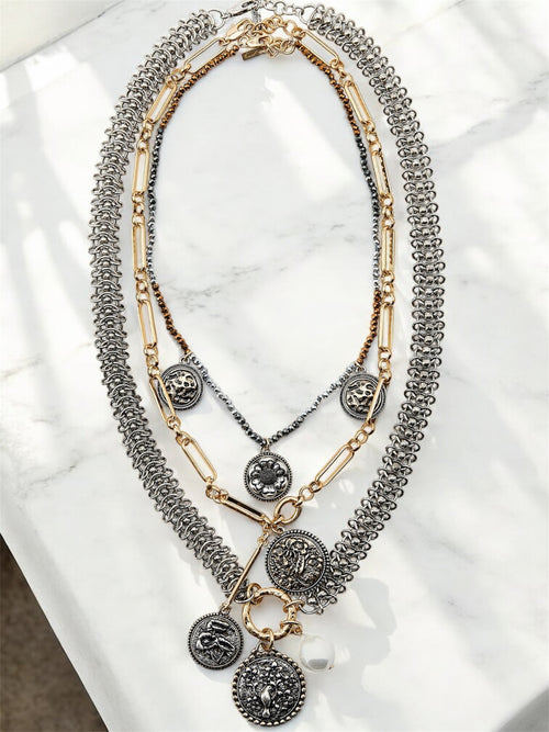 ZRA Modell Soldi Çoklu Silver Gold  Kolye